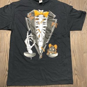 Black and orange skeleton Texido print T-shirt